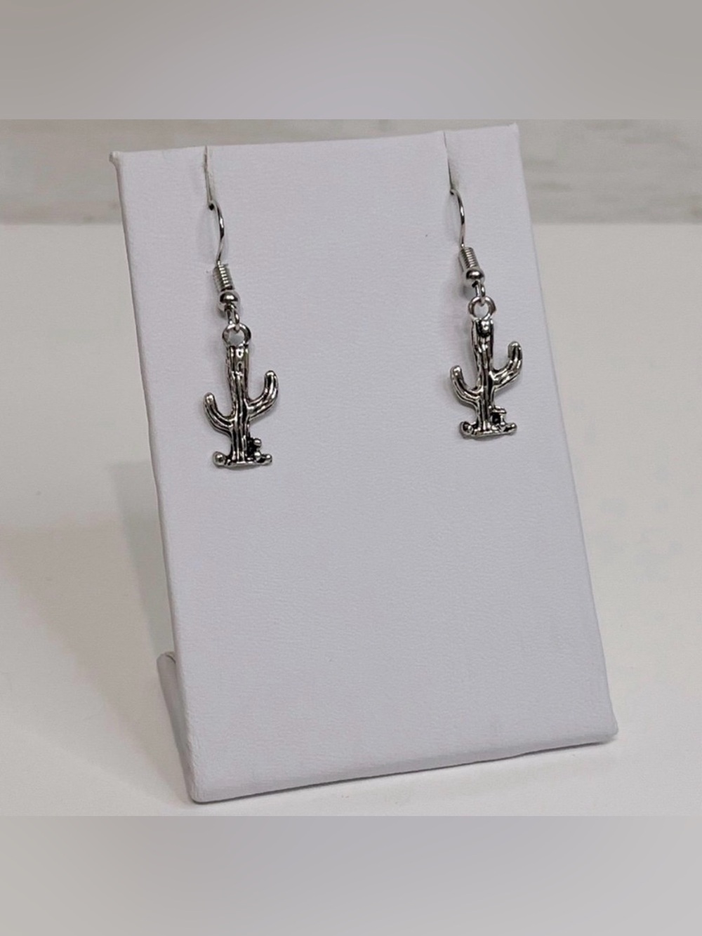 NEW Silver Cactus Charm Dangle Earrings